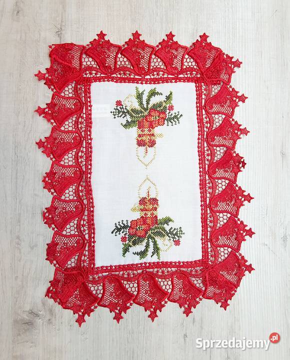 Świateczna serwetka z haftem kompl 2 Obrusy i serwety Piaseczno sprzedam