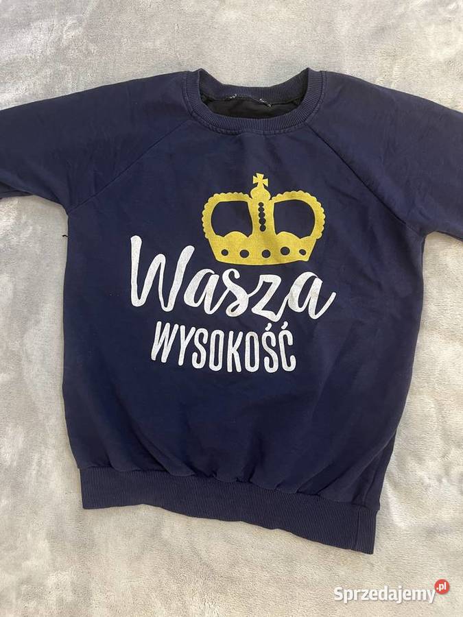 Bluza sweter granatowy z napisem Wasza wysokość Bez kaptura Jasło