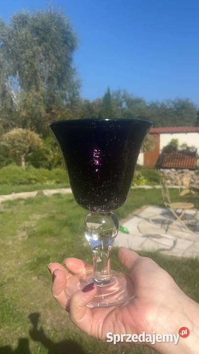 Kielich szkło artystyczne fioletowa czara Gdańsk