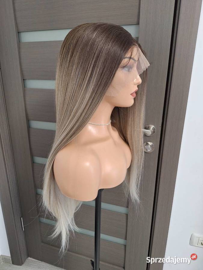 Długi koronkowy blond ombre peruka