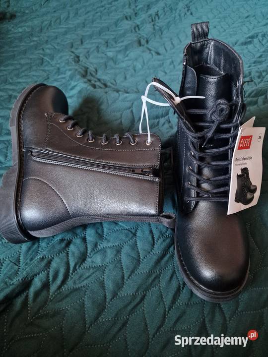 NOWE Botki damskie czarne połyskująceCLEVE Wrocław