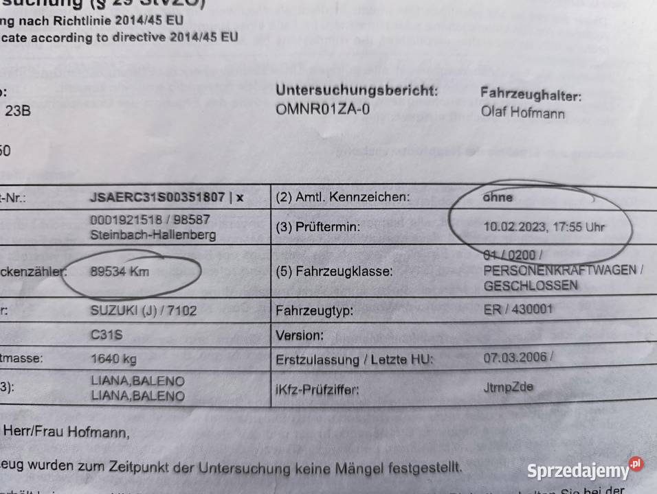 Suzuki liana 16 benzyna 2006r PRZEBIEG 96 manualna Koziegłowy