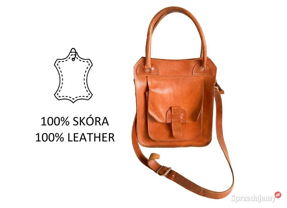 Skórzana torebka listonoszka vintage retro Kraków