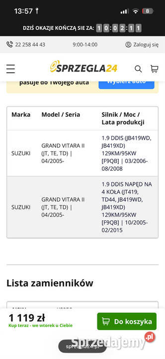 Sprzedam nowe 828601 VALEO SPRZĘGŁO SUZUKI GRAND Łuków