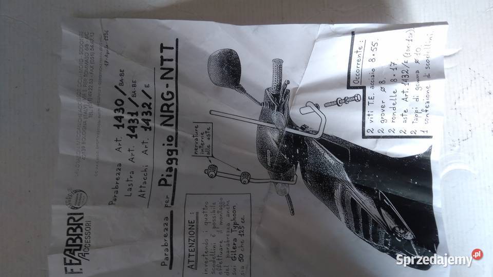 NOWA SZYBA OWIEWKA OSŁONA FABBRI MADE IN ITALY Bielsk Podlaski