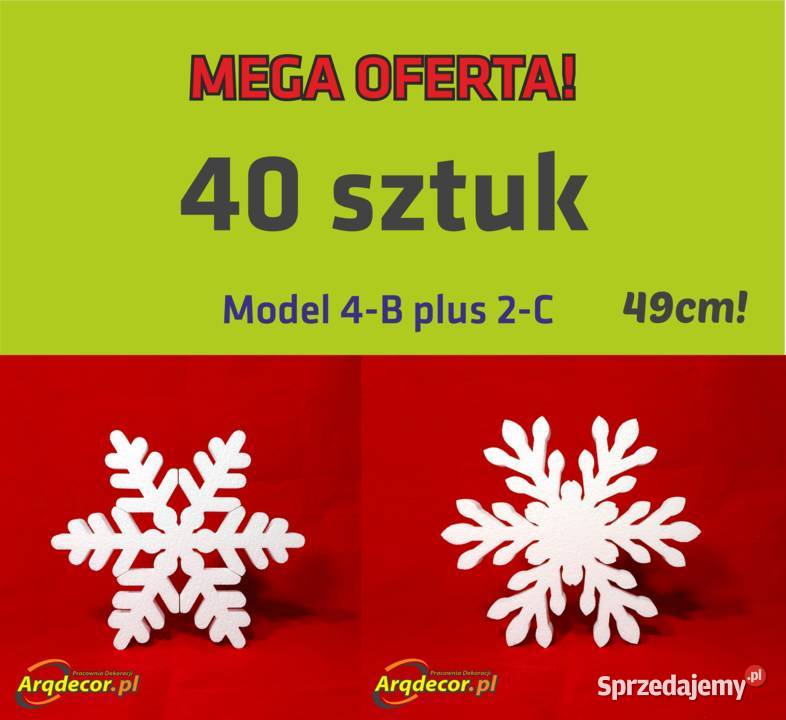 Śnieżynki styropianowe Mega Paka 49 40 sztuk Dębna sprzedam