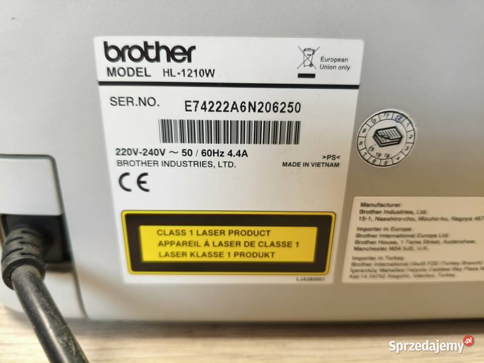 Drukarka laserowa BROTHER HL1210W ZAPASOWY TONER laserowa Sieradz