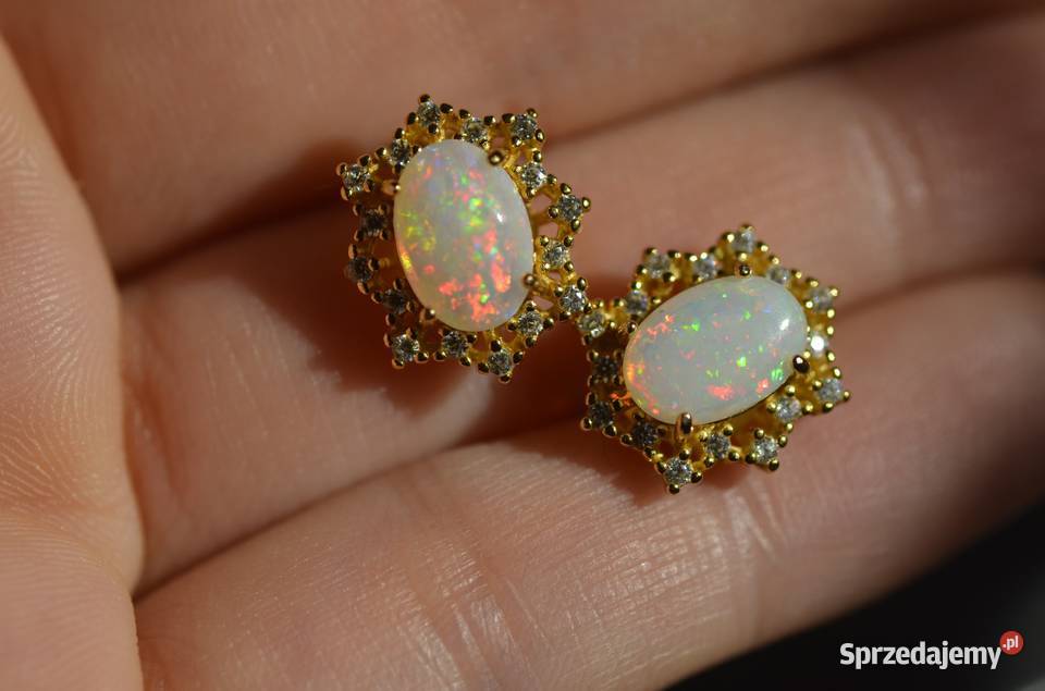 Kolczyki z naturalnymi opalami brazylijskimi mazowieckie Warszawa