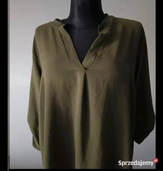 Sukienka khaki długa oversize asemetryczna 3/4 Krosno