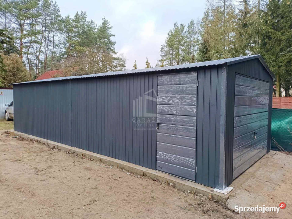 Garaż blaszany 4x9m Brama uchylna 2x drzwi dach 286zł/m2 Nysa