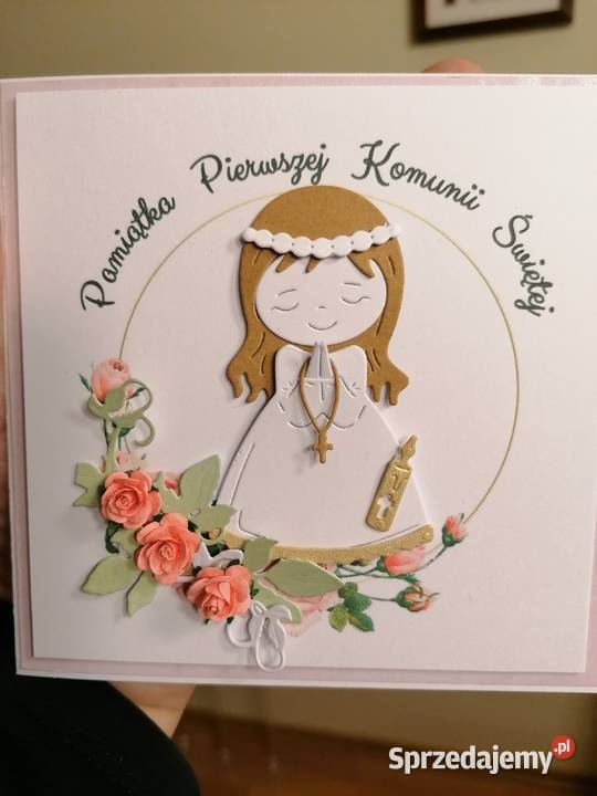 Komunia kartka własnoręcznie wykonana Strzebiń