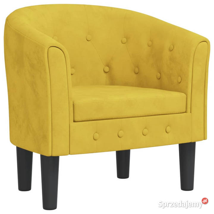 Fotel klubowy żółty obity aksamitem WM356476 Warszawa