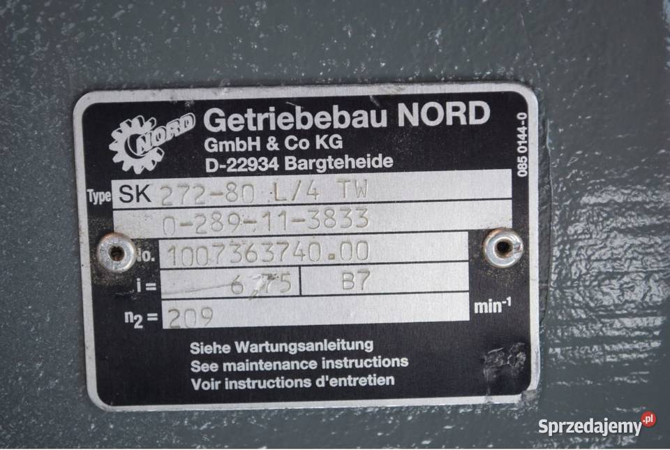 Motoreduktor 075kw 209obrmin Firmy NORD Kargowa sprzedam