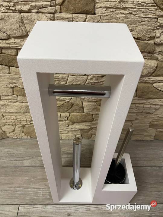 Stojak drewniany na papier toaletowy biały mat biały Dębica sprzedam