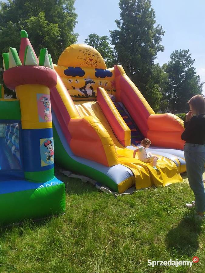 Zjeżdżalnie dmuchane biały miś wata cukrowa