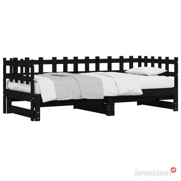 Łóżko rozsuwane czarne 2x80x200 lite drewno 68cm