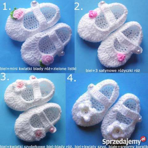 Buciki szydełkowe RĘKODZIEŁO na chrzestdo Toruń sprzedam