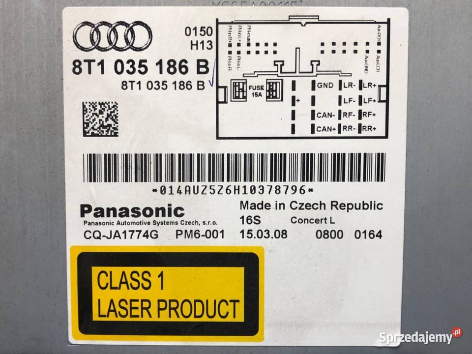 RADIO AUDI A4 B8 8T1035186B 0715 ODTWARZACZ