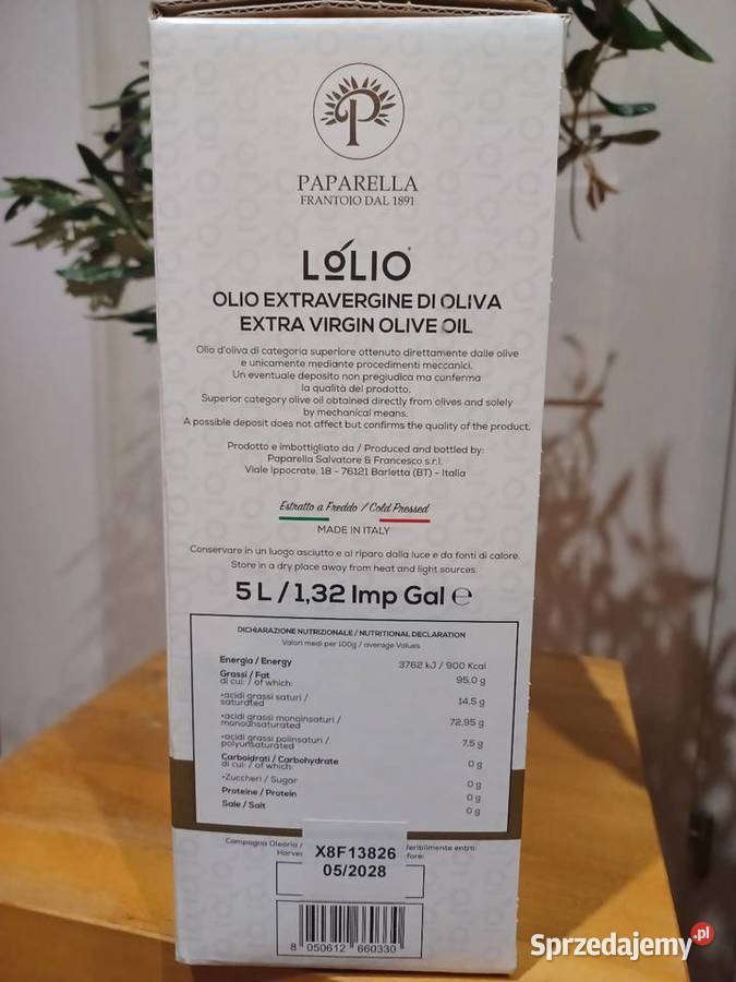 Włoska oliwa virgin Fruttato coratina 5l dolnośląskie
