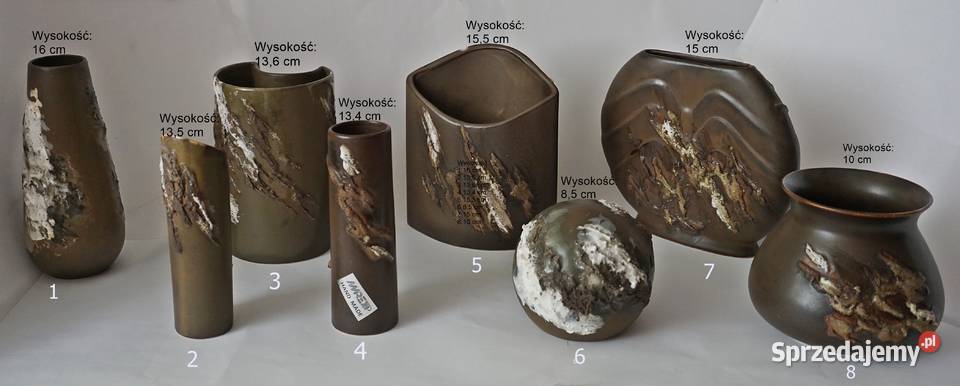 Zestaw ozdobnych ceramicznych wazonówVintage opolskie Opole