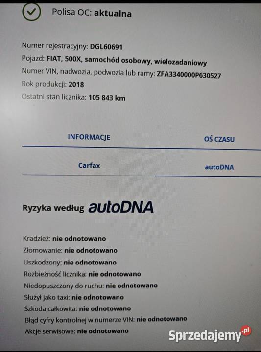 Fiat 500x dwa komplety alufelg 120KM Głogów