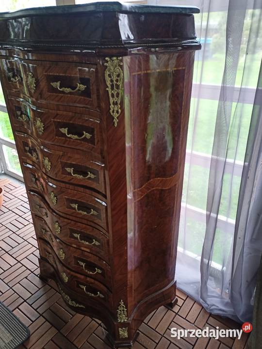 Piękna francuska komoda intarsja zdobiona
