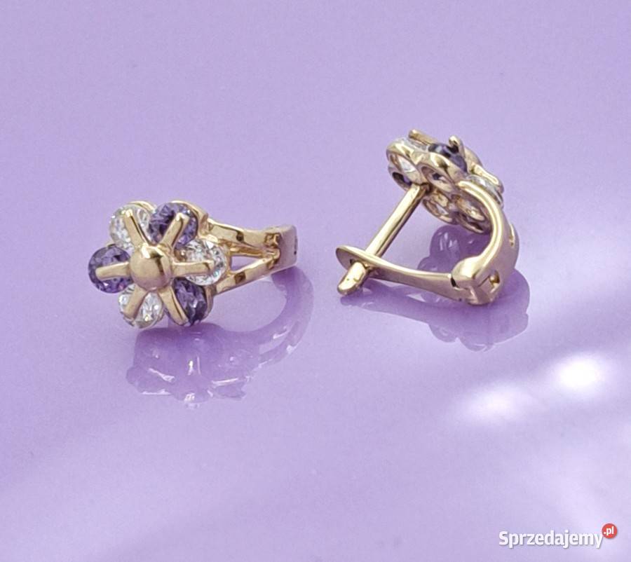 Kolczyki kwiatki Złote pr333 zapięcie angielskie