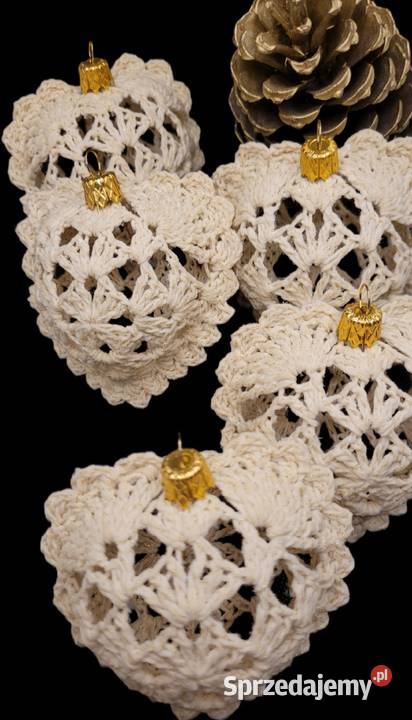 Bombki choinkowe serduszka ręcznie wykonane w