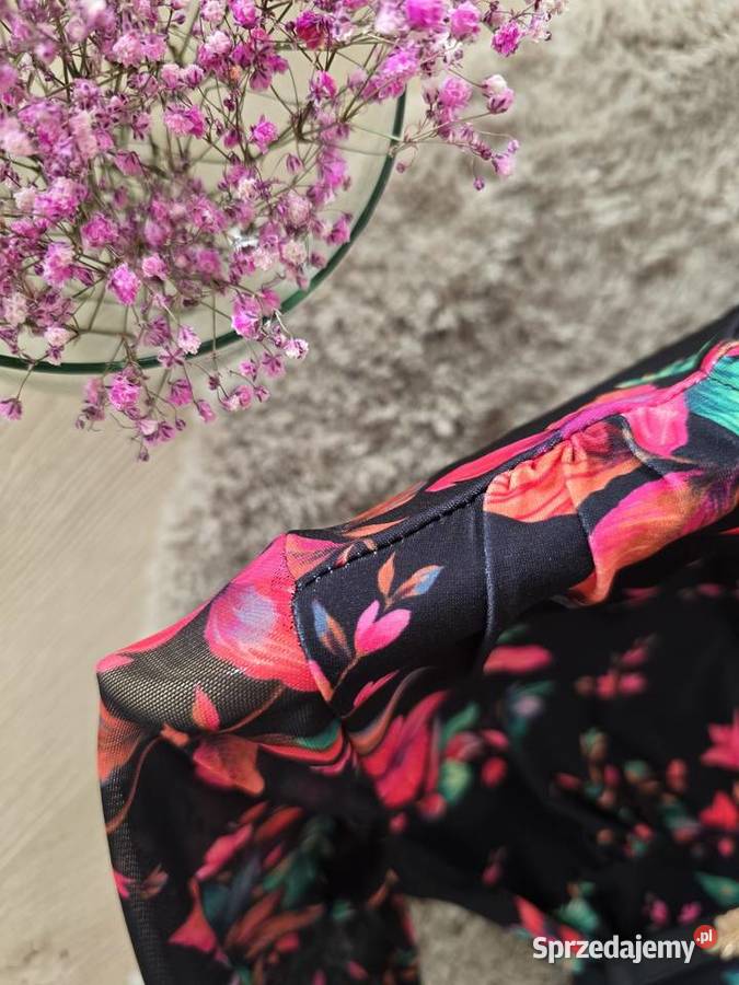 Sukienka print egzotyczne kwiaty Rękawy z Siatki Wodzisław Śląski sprzedam