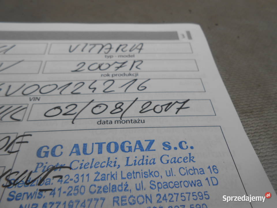 gand vitara anglik zajestrowany GAZ uszkodzona napęd 4x4