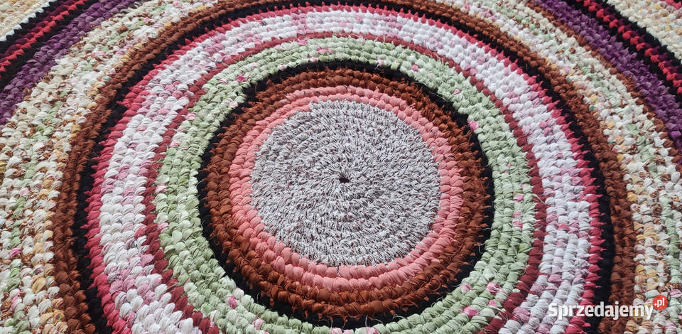 Dywan okrągły średnica 136 rękodzieło zero waste Łódź