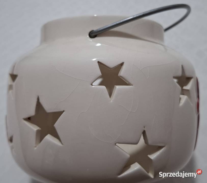 Lampion świecznik świąteczny czerwony renifer Czeladź