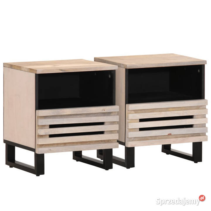 Szafki nocne 2 40x34x46 bielone drewno mango