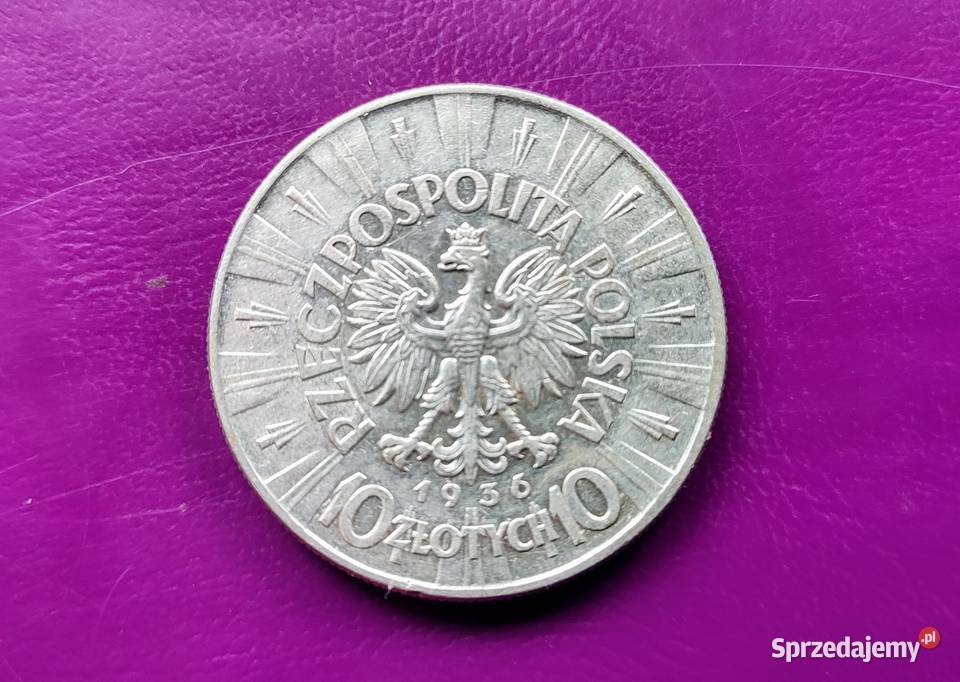 Moneta II RP 10 1936 PIŁSUDSKI Srebro Oryginał Pruszków