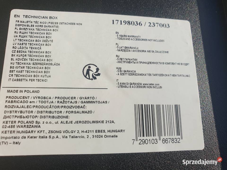 Skrzynka narzędziowa KETER Pro series technician Przechowywanie narzędzi Tarnowiec