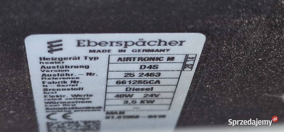 OGRZEWANIE POSTOJOWE EBERSPACHER AIRTRONIC D4S ciężarowe Bieleń