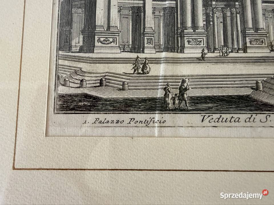Antyczny Miedzioryt 1770 Rzym Veduta di S Czerwionka-Leszczyny