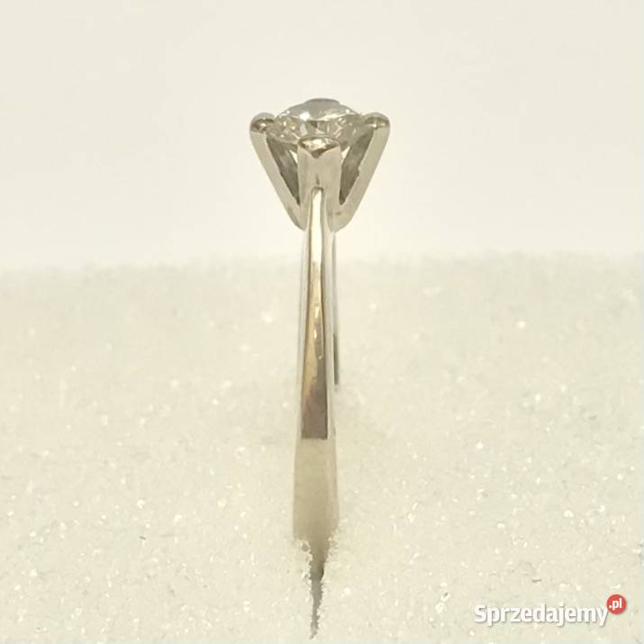 Złoty PIERŚCIONEK zaręczynowy 14K DIAMENT 033ct Warszawa