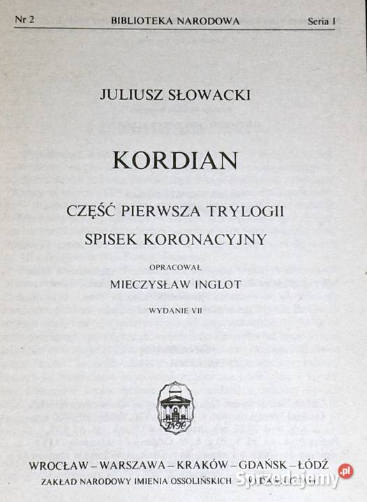Kordian Juliusz Słowacki Rok wydania 1986 Chełm
