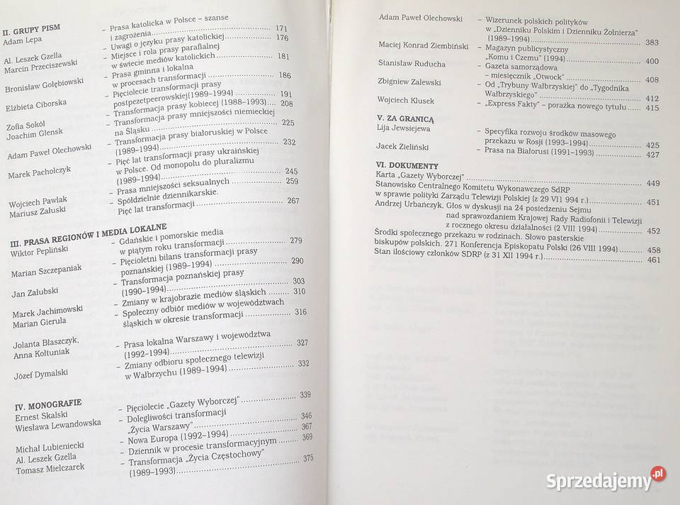 H Pięciolecie transformacji mediów 19891994 Warszawa sprzedam