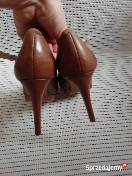 40 Real Leather Brązowe skórzane czółenka Kraków
