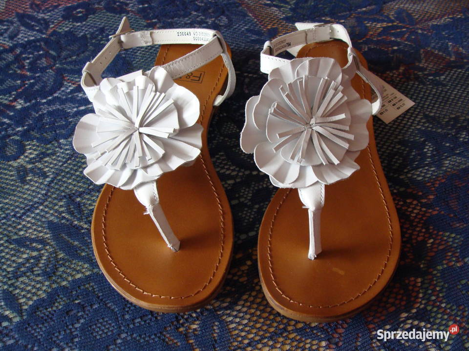 nowe białe sandały skóra naturalna Sandały i klapki Łódź
