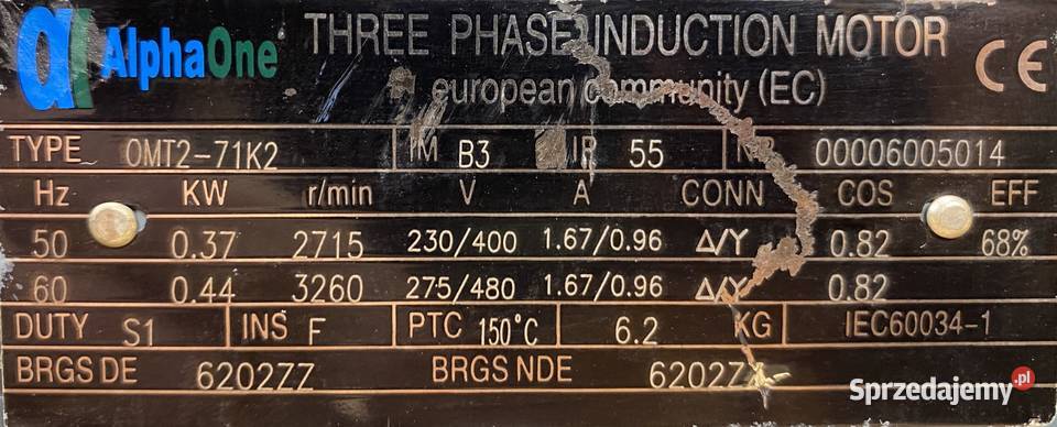 silnik elektryczny 037kW 2715obr 3fazowy