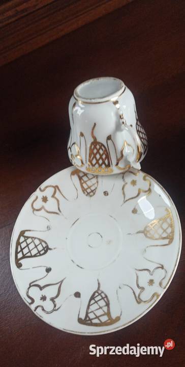 Filiżanka Secesja biało złota Bez sygnatury Gdańsk