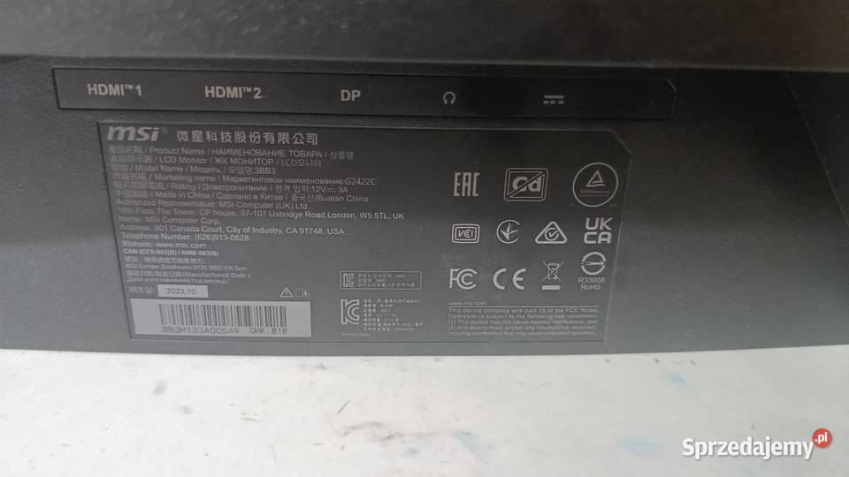 Monitor gamingowy MSI 236 Curved Katowice