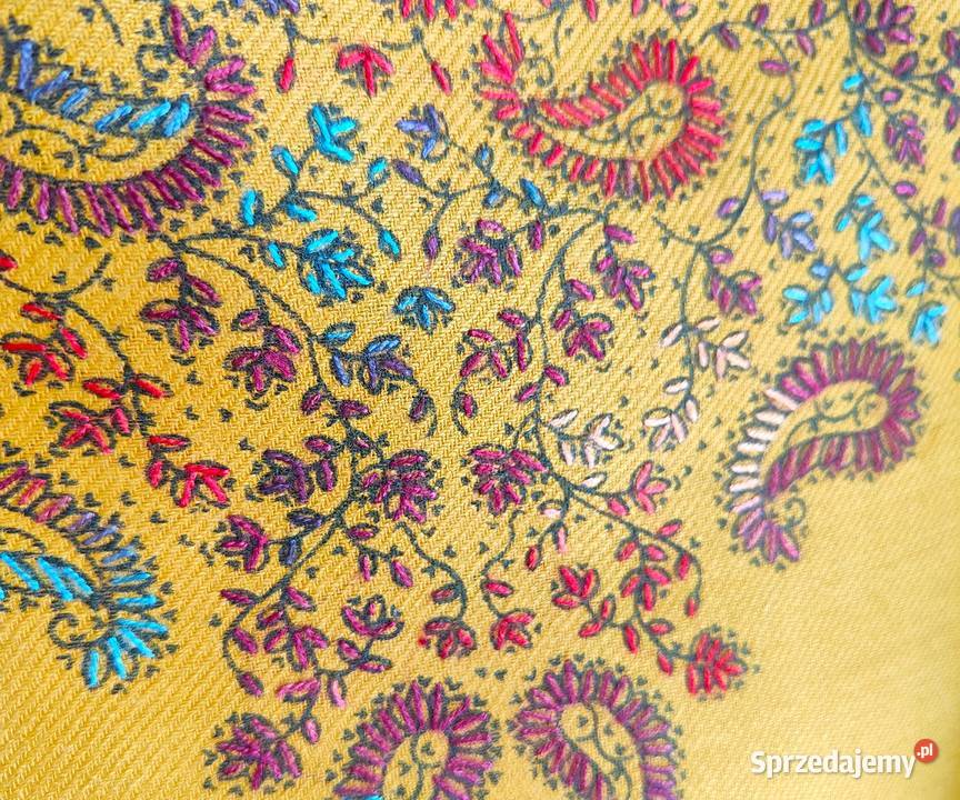 Duży szal orientalny indyjski haftowany haft zachodniopomorskie Szczecin