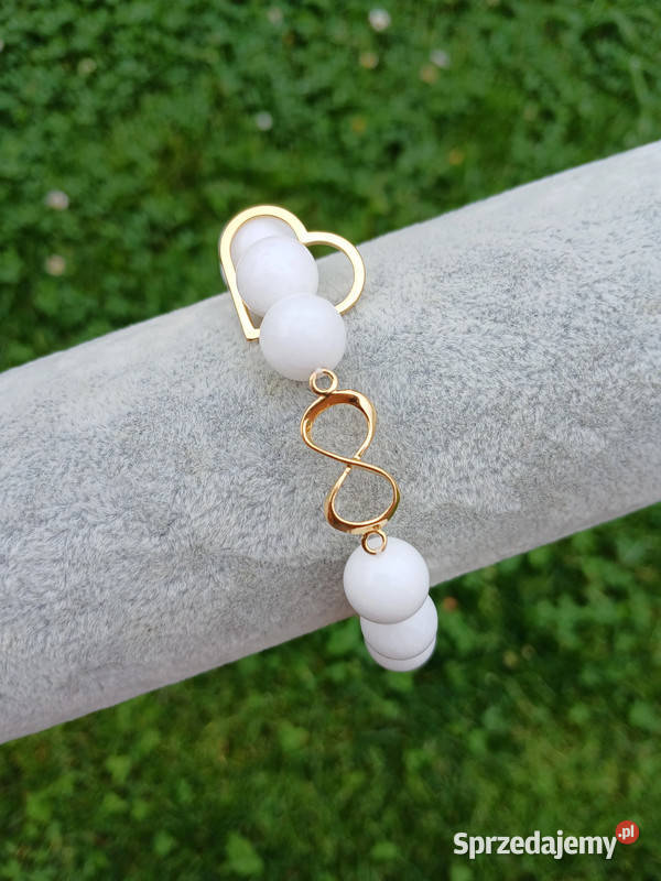 Bransoletka damska z Agatu białego serce i