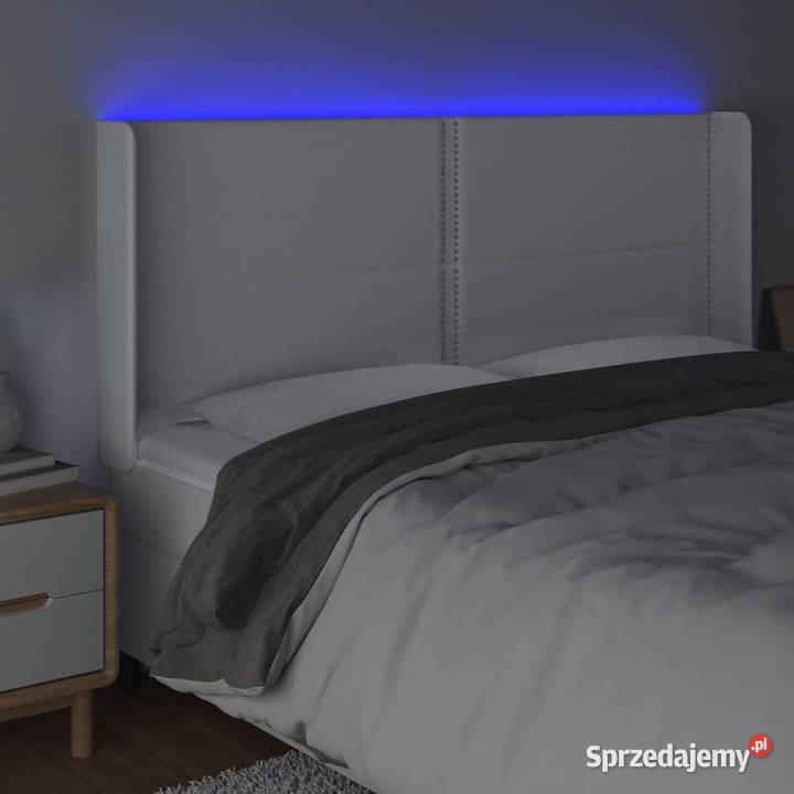 Zagłówek do łóżka z LED biały 203x16x118128 Warszawa sprzedam