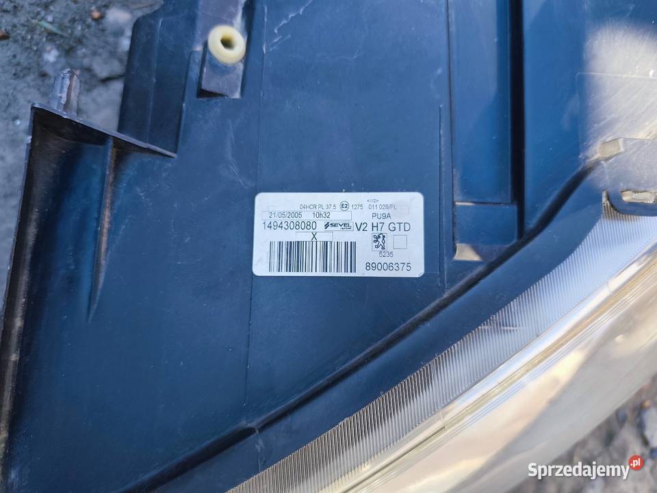 Lampy przednie Peugeot 807 kujawsko-pomorskie Jabłonowo Pomorskie sprzedam