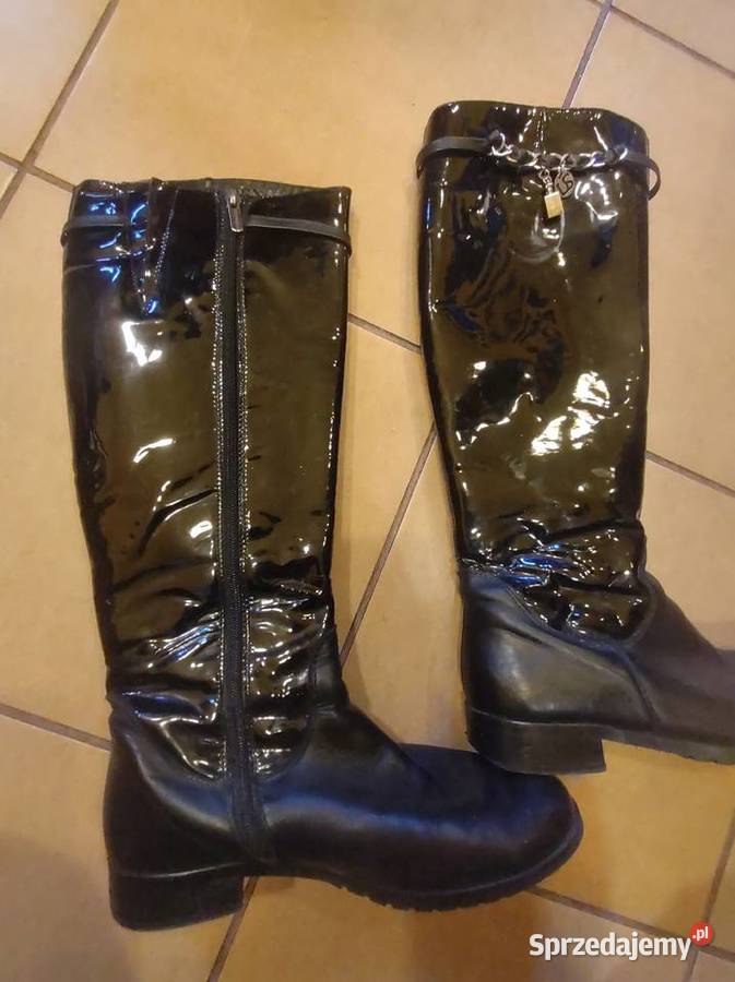 Kozaki oficerki z naturalnej skóry lakierowanej Gliwice